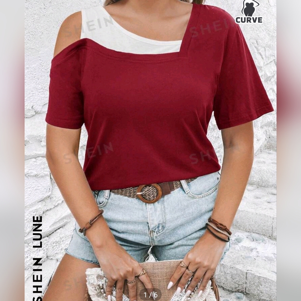 SHEIN PLUS SIZE OFF THE SHOULDER T SHIRT